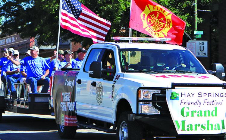 Photo by Scott Bidroski The Hay Springs Volunteer Fire Department were honored as the Grand Marshals of this year’s Friendly Festival.
