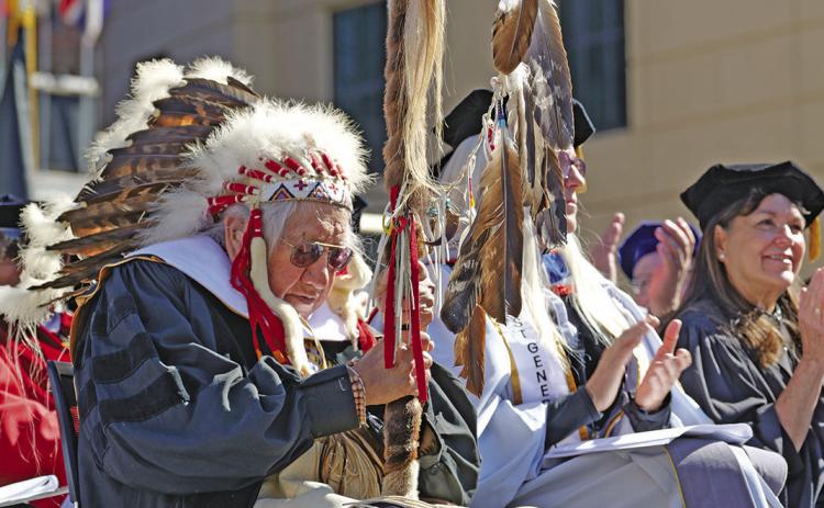 Photo Courtesy of University of Colorado - Boulder Chief Joseph ‘Joe’ American Horse received a Doctor of Humane Letters degree from the University of Colorado Boulder for his extensive work assisting Indigenous peoples.