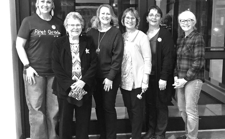 Courtesy Photo Rushville P.E.O. members (L-R) Megan Janssen, Glenna Vodicka, Vicki Wellnitz, Deb Kearns, Bev Wellnitz, and Trish Schumacher. Not pictured: Brittney Kearns.