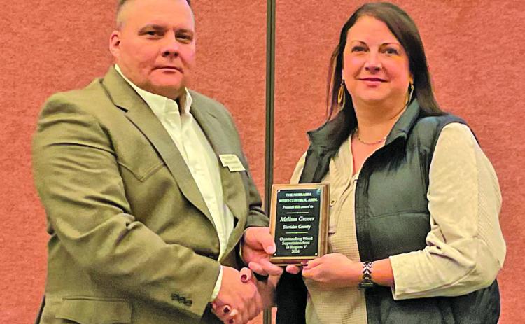 Courtesy Photo Sheridan County Weed Superintendent Melissa Grover received an award for Region 5 Superintendent of the Year for the State of Nebraska.