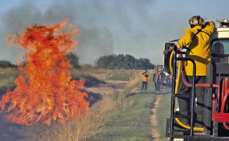 Courtesy Photo Earlier this month, the Hay Springs Volunteer Fire Department oversaw the burning of tumbleweeds in a water canal south of Hay Springs. This volunteer group, which does so much for the community, is being honored at the 2024 Friendly Festival as the Grand Marshal.