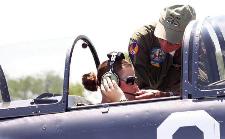 Photo by Lisa Hare Four people won free flights with Red Star pilots at Saturday’s Fly-In event in Gordon.