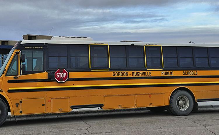 Photo by Scott Bidroski The Gordon-Rushville School Board approved the purchase a new bus for their fleet. The bus purchased will be similar in model to this one pictured above but will be white in color. The cost for the new vehicle is $176,850.
