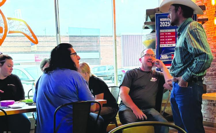(Photo by Lisa Hare) The Northwest Region for the Young Farmers and Ranchers Committee met in Rushville at the Twisted Turtle last week to network and share experiences.